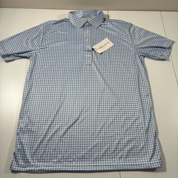 NEW Collars and Co. Dress Polo Shirt Large Relaxed Blue White Plaid Office - Picture 2 of 9